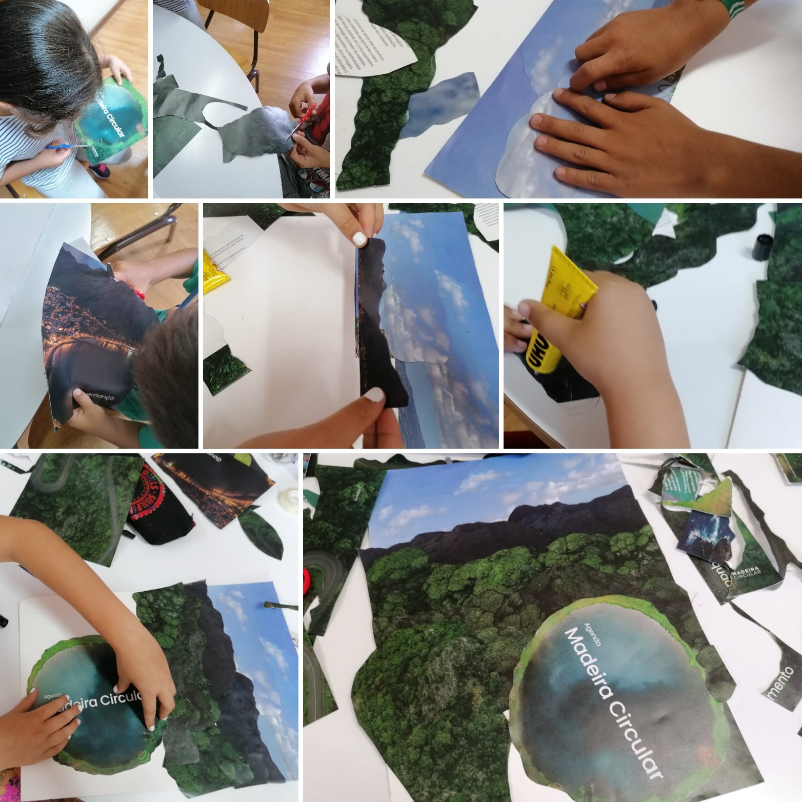 Elaboração da paisagem com a revista «Agenda Madeira Circular», que possui fotos realistas da floresta Laurissilva.