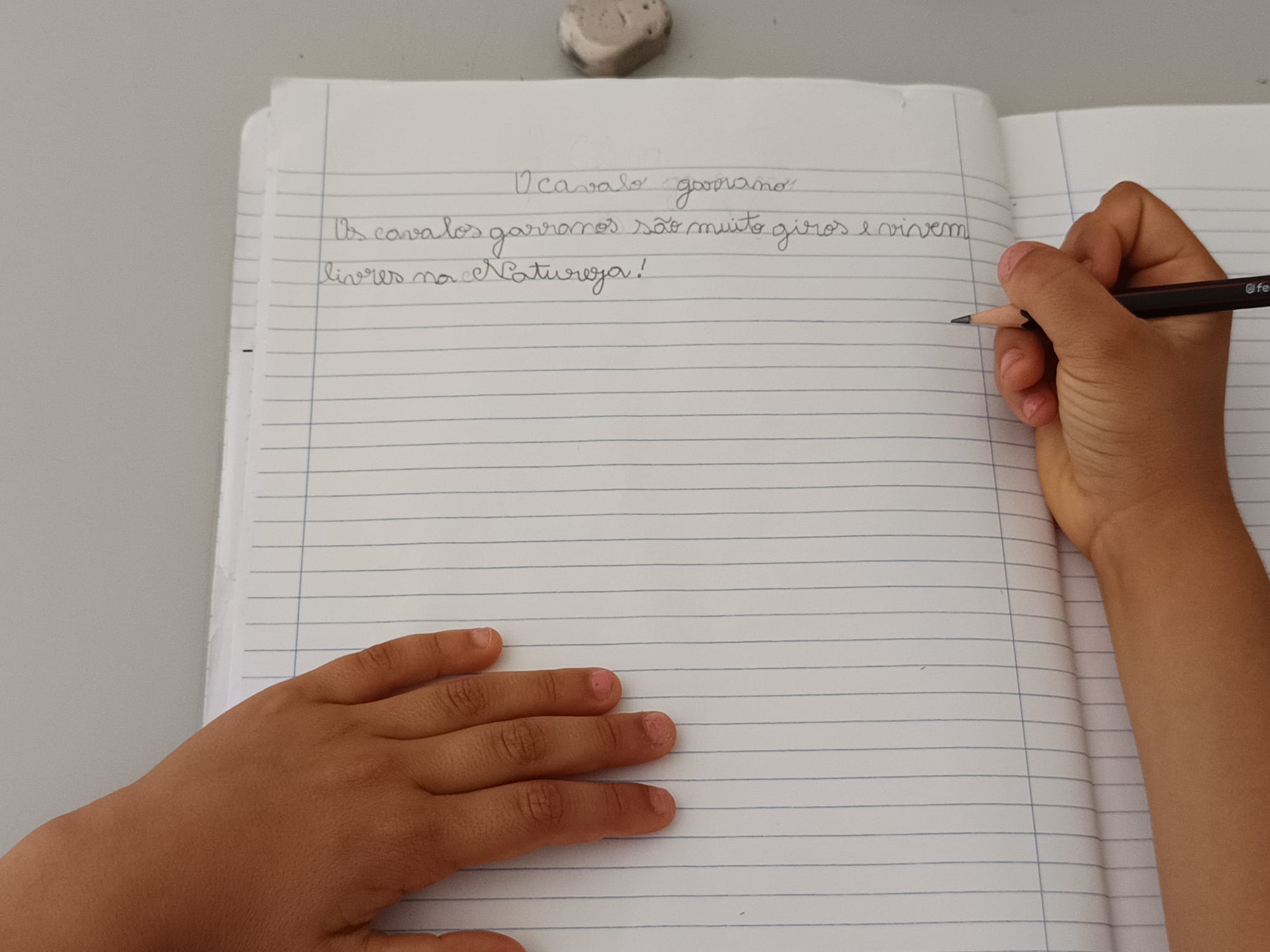 Início da cópia do texto escrito coletivamente pela turma do 1.ºA